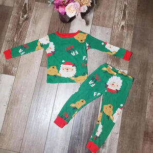 Carter's Toddler Boy Green Christmas Santa Pajamas Set Size 2t